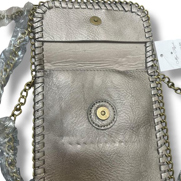 Muse Royale Link Chain Crossbody Bronze Mini Bag Flap Top Snap Vacation Purse - Picture 11 of 14